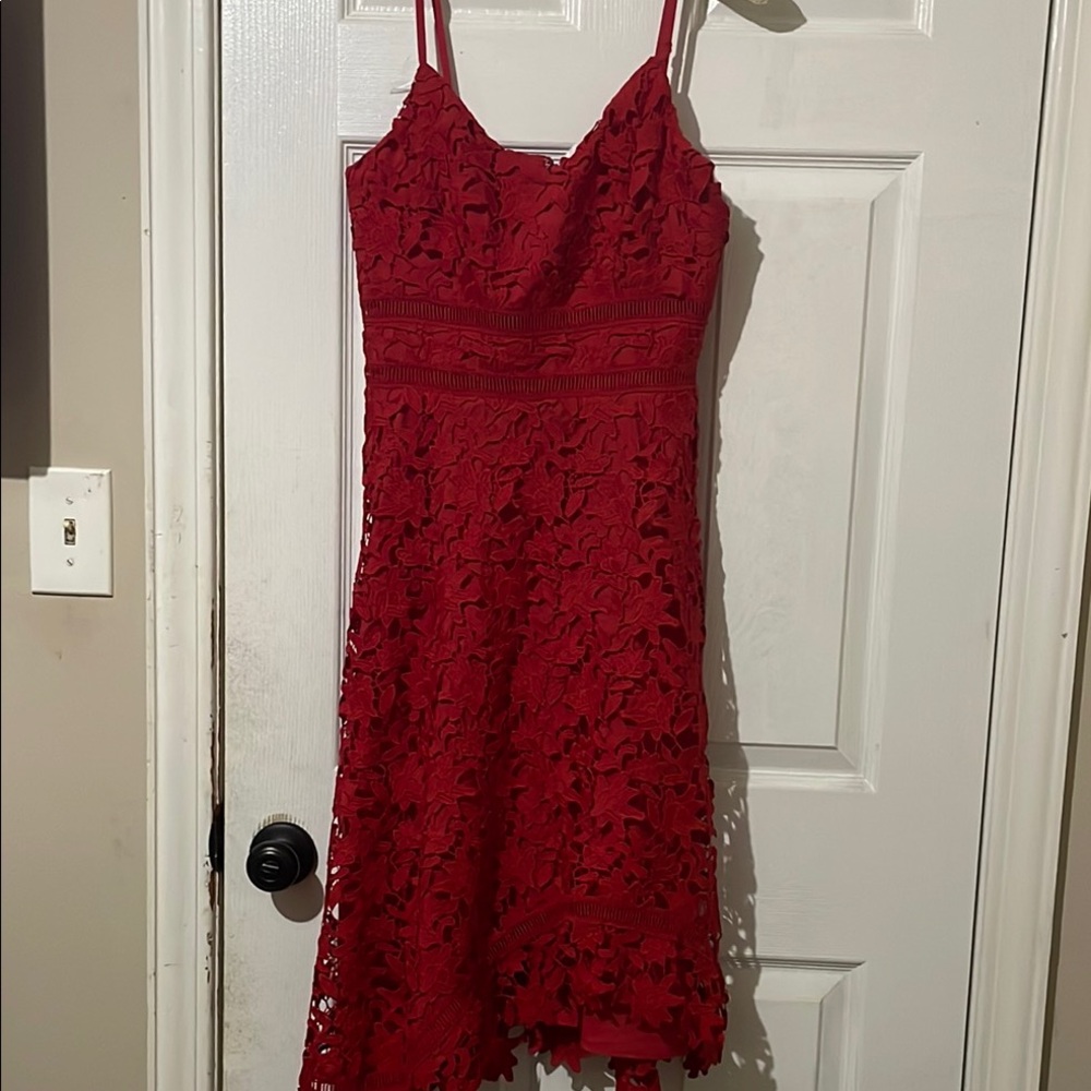Eliza J Red Spaghetti Strap Sheath Midi Dress